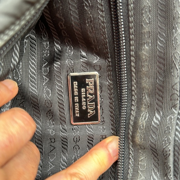 Prada black leather & nylon handbag. - Picture 7 of 12